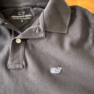 Vineyard Vines Men's Polo in Black with Embroidered Whale